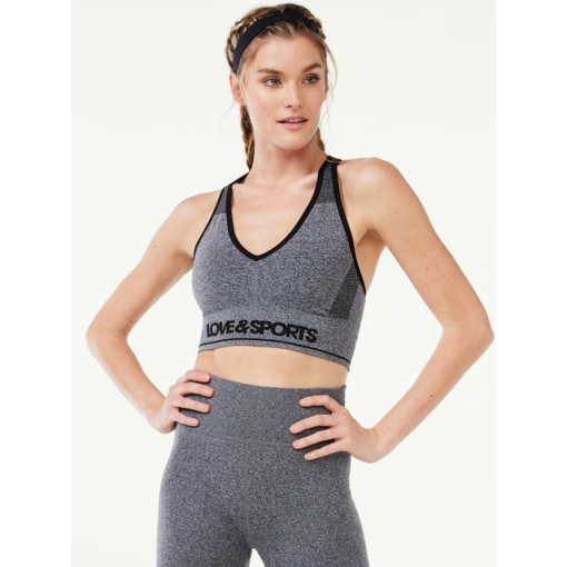 Love & Sports Gray Seamless Sports Bra - XXL - Workout Bra - Image 2