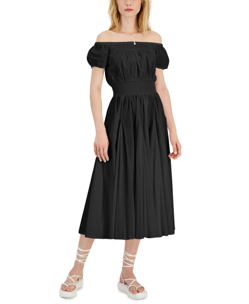 INC Black Off-the-Shoulder Midi Dress - XXL - Women's Dresses