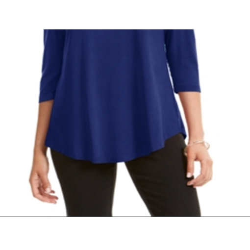 JM Collection Blue Cold Shoulder Top - Women's Large Blouse - Image 2