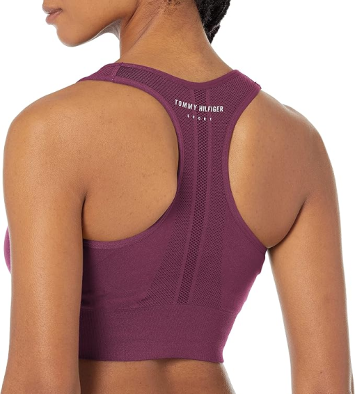 Tommy Hilfiger Crushed Grape Seamless Sports Bra - S - Workout Bra - Image 2