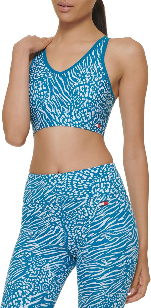 Tommy Hilfiger Blue Animal Print Sports Bra - Small - Workout Top