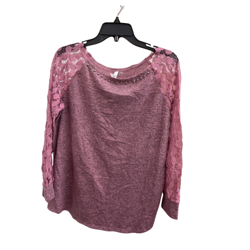 NY Collection Mauve Lace Sleeve Top - Plus Size 1X - Women's Blouse - Image 2