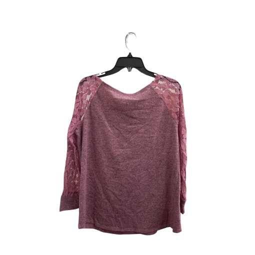 NY Collection Mauve Lace Sleeve Top - Plus Size 1X - Women's Blouse