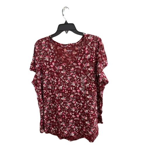 Style & Co Burgundy Floral Top 2X - Women's Blouse