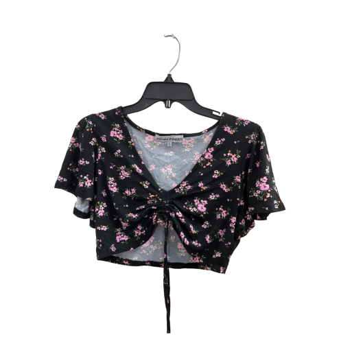 Almost Famous Black Floral Crop Top - Size L - Women's Blouse