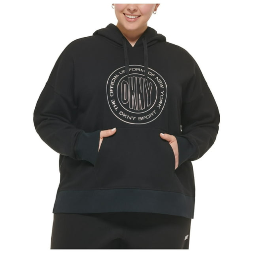 DKNY Sport Plus Size Black Hoodie - Women's Sweatshirt