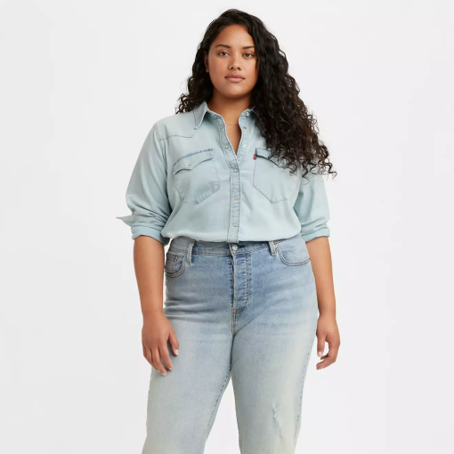 Levi's Plus Size Light Blue Denim Shirt - Women's Tops