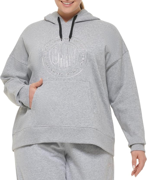 DKNY Sport Plus Size Gray Hoodie Sweatshirt - Women's Activewear