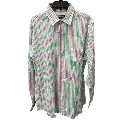 Kirkland Signature XL Green Striped Button Down Shirt - Men's Casual