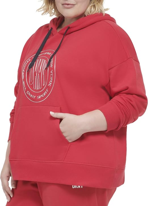 DKNY Sport Plus Red Hoodie Women's 1X Sweatshirt Pullover - Image 3