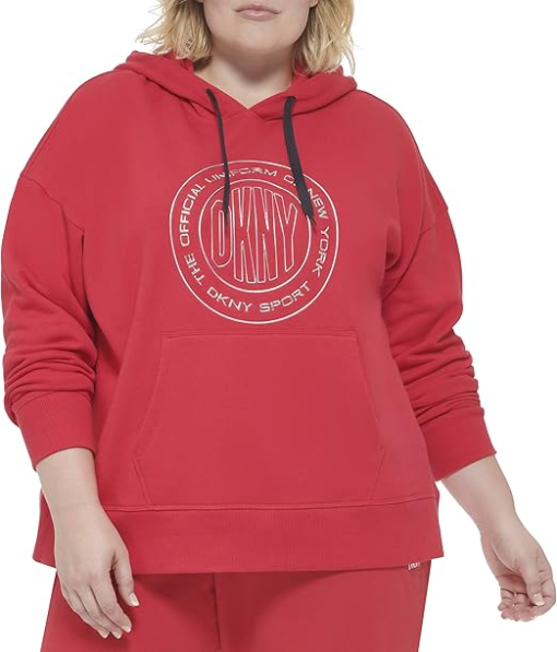 DKNY Sport Plus Red Hoodie Women's 1X Sweatshirt Pullover