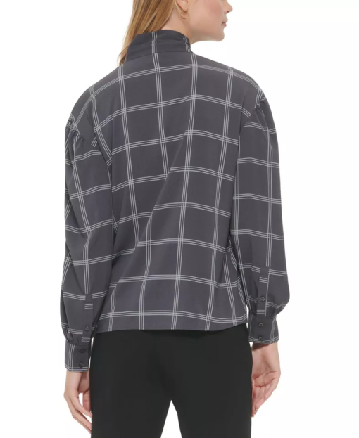 Calvin Klein Plus Size Charcoal Plaid Blouse - Women's Top 2X - Image 2