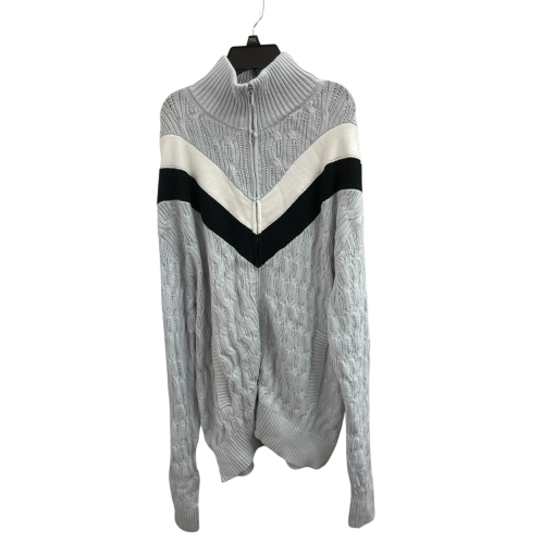 KARL LAGERFELD Gray Cable Knit Zip Sweater - Size M - Women's Top