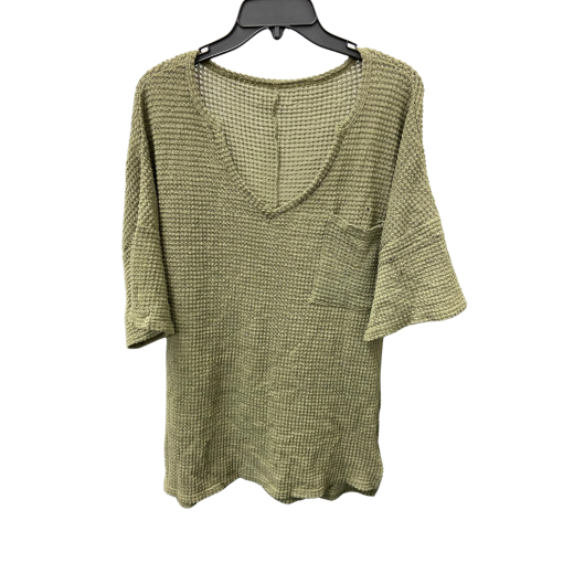 Olive Green Waffle Knit Top - Women's Clothing - Size S