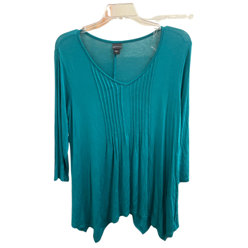 Covington Teal Pleated Blouse Plus Size 1X | Women's Tops