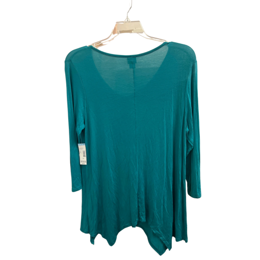 Covington Teal Pleated Blouse Plus Size 1X | Women's Tops - Image 2