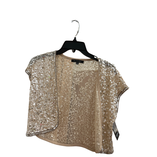 MARINA Sequin Bolero Shrug, Champagne, Size S, Party Top