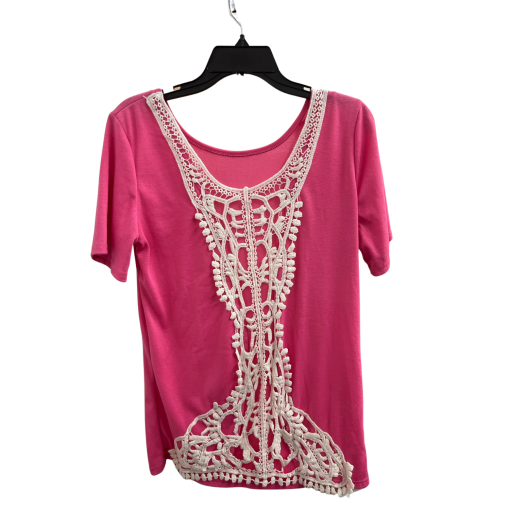 Zeagoo Pink Lace Detail T-Shirt - Women's Top - No Size