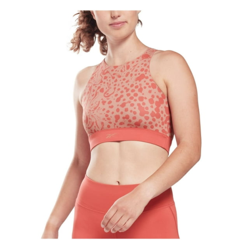 Reebok Safari Print Sports Bra - Coral XL - Workout Top