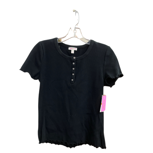 Riley & Rae Black Ribbed Henley Top - Size Small - Women's Shirt