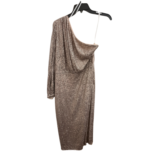 MAGGY LONDON Sequin One Shoulder Dress, Gold, Size 8, Party Dress