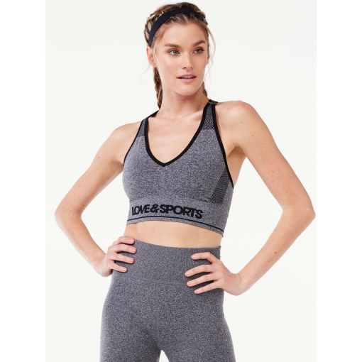 Love & Sports Gray Seamless Sports Bra - Small - Workout Bra