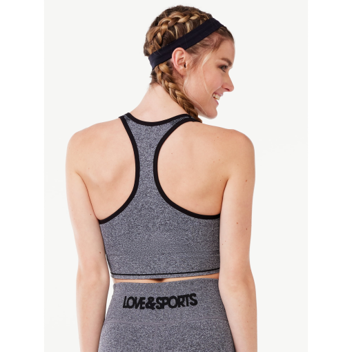 Love & Sports Gray Seamless Sports Bra - Medium - Workout Bra - Image 2