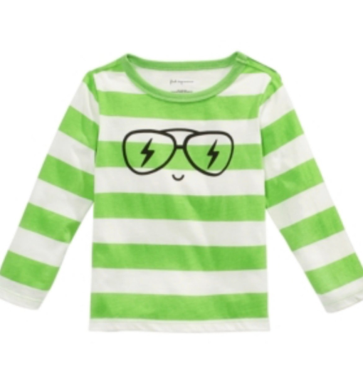 First Impression Boys Green Striped Tee 6-9M - Long Sleeve Shirt