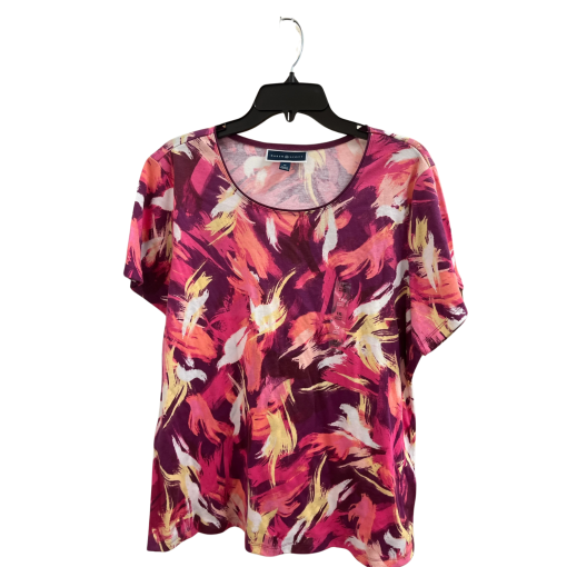 Karen Scott Abstract Print Tee, Purple, Size 1X, Women's Top