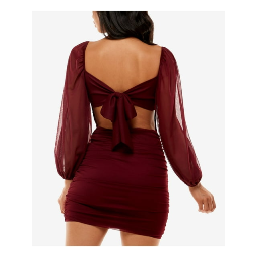 B Darlin Burgundy Ruched Mini Dress - XS - Party Dress - Image 2