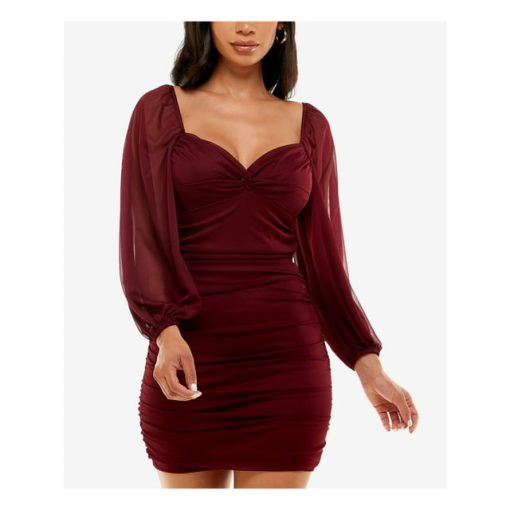 B Darlin Burgundy Ruched Mini Dress - XS - Party Dress