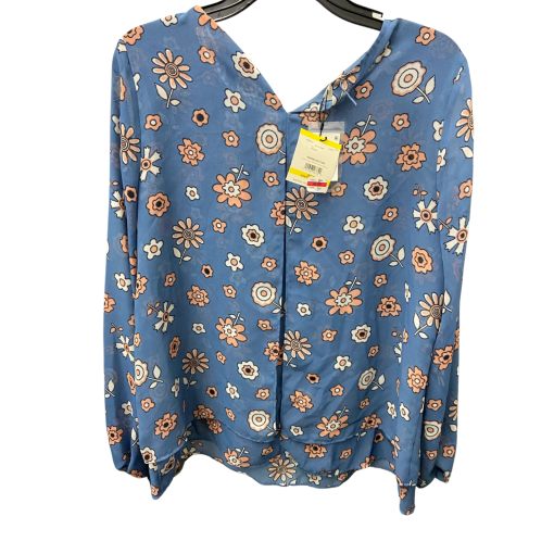 Anne Klein Floral Blouse Blue Medium Women's Tops