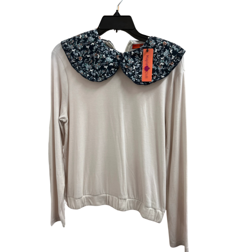 Maple & Clift Beige Floral Collar Sweatshirt - Size L - Women's Top