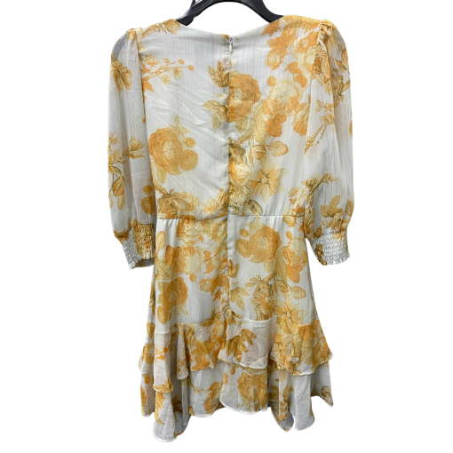 Maison Tara Floral Wrap Dress - White/Yellow - Size 4 - Mini Dress - Image 2