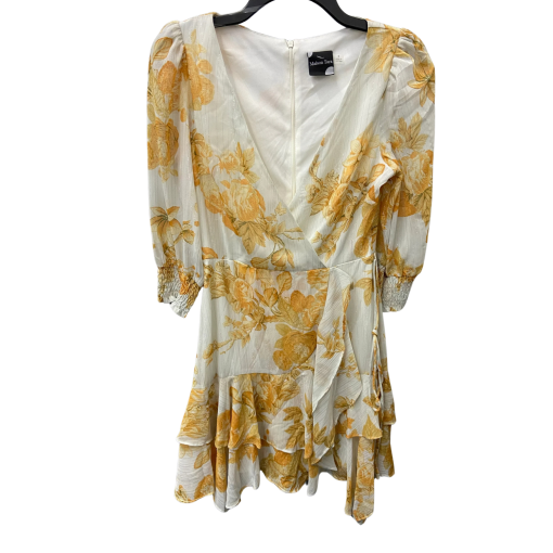 Maison Tara Floral Wrap Dress - White/Yellow - Size 4 - Mini Dress