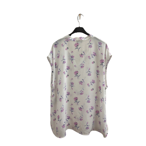 Bar III Floral Blouse 2X White Purple Top Women's Fashion - Image 2