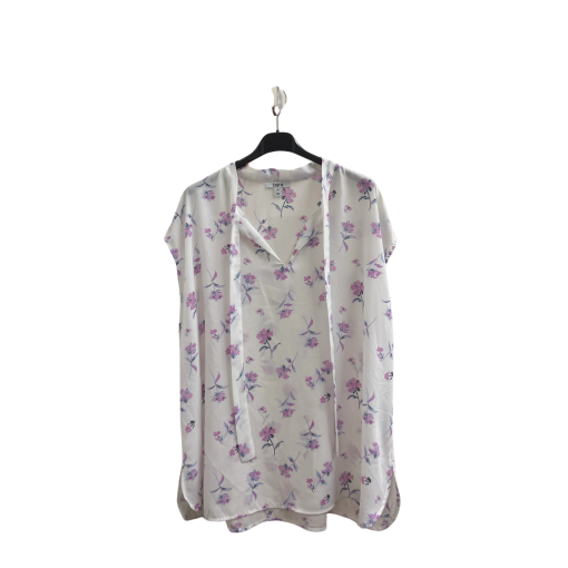 Bar III Floral Blouse 2X White Purple Top Women's Fashion