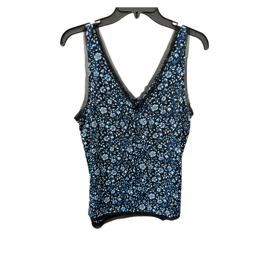 Halogen Blue Floral Tank Top Small Sleeveless Blouse