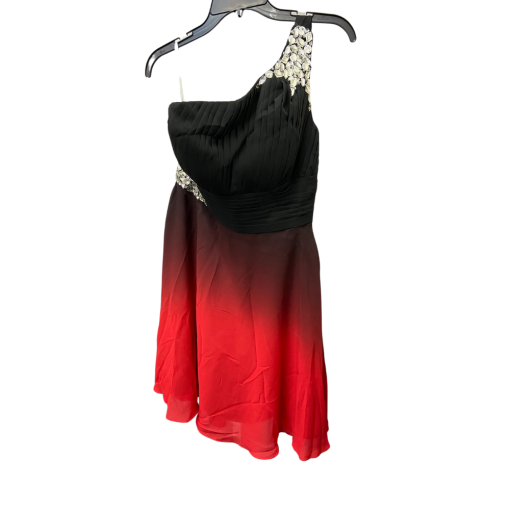 Black Red Ombre One Shoulder Dress - Prom Dress - Size S