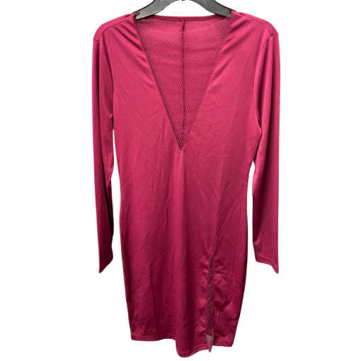 Burgundy Bodycon Dress - Long Sleeve - Size S - Party Dress