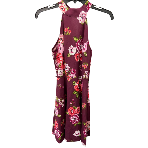 Crave Fame Floral Halter Dress - Burgundy, Size S - Party Dress