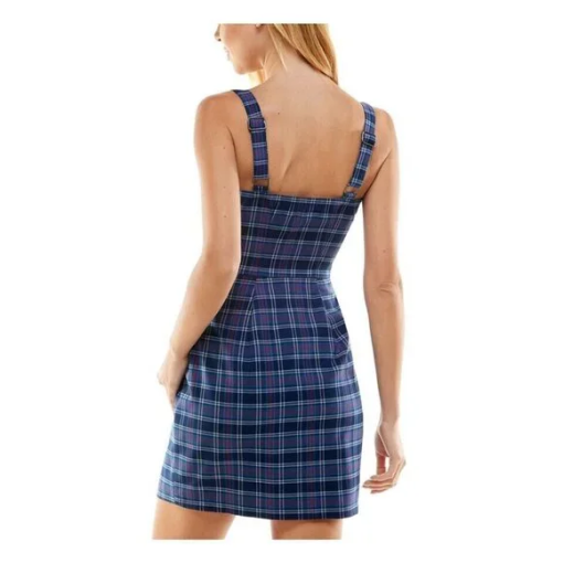 Kingston Grey Plaid Zip Dress Blue M - Women's Dresses - Image 2