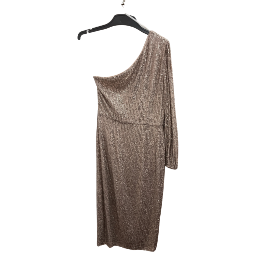 MAGGY LONDON Champagne Sequin One Shoulder Dress Size 8 - Party Dress