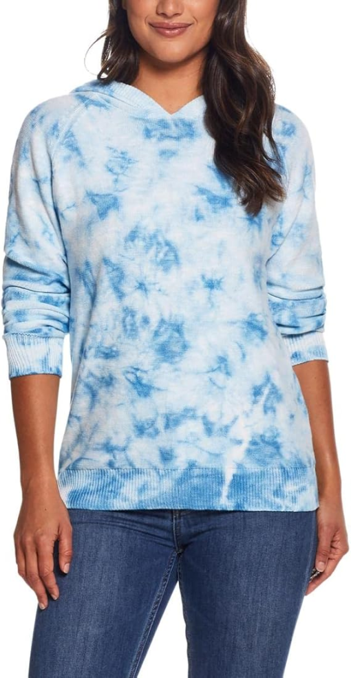 Weatherproof Vintage Blue Tie Dye Hoodie Sweater - Women's L - Pullover - Image 2