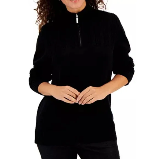 Karen Scott Black Cable Knit Sweater - XXL - Women's Pullover