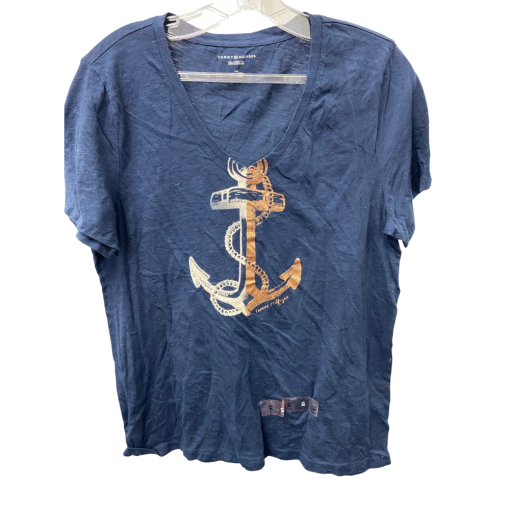 Tommy Hilfiger Navy Anchor Tee Shirt - L - Women's Top