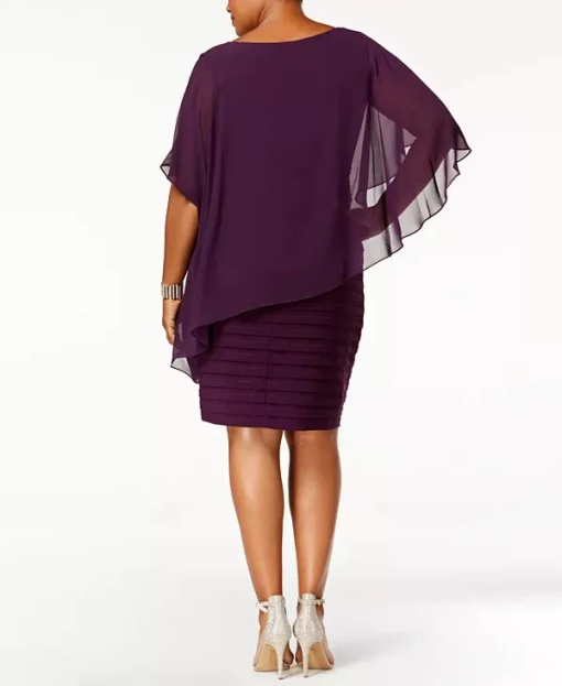 Betsy & Adam Plus Plum Capelet Dress 18W - Cocktail Dress - Image 2