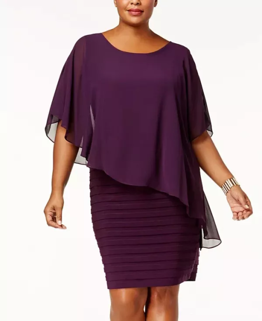 Betsy & Adam Plus Plum Capelet Dress 18W - Cocktail Dress