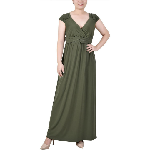 NY Collection Olive Maxi Dress Petite Surplice Dress - Women's Dresses