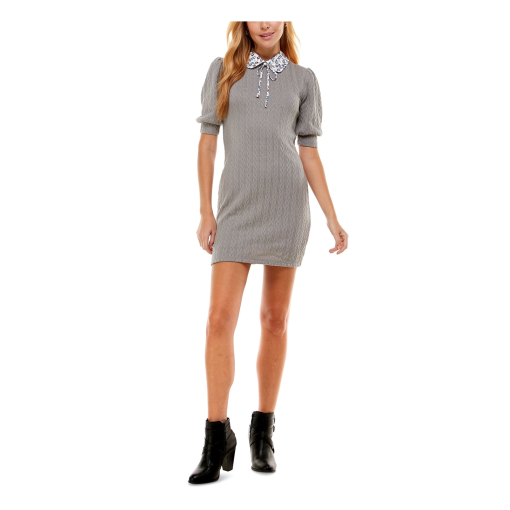 Kingston Grey Mini Dress Gray L Cable Knit Party Dress